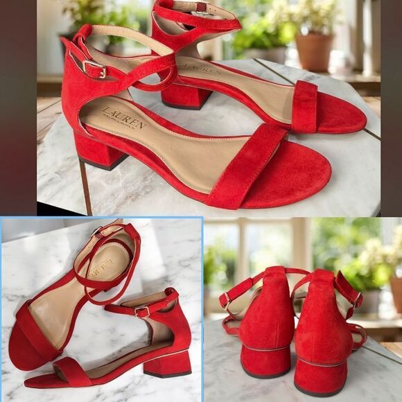 🔥 NEW 🔥 RALPH LAUREN Suede Sandal Low Heel Size 6.5 - Picture 1 of 16